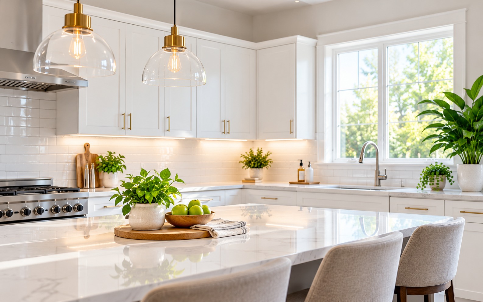 Bright clean kitchen interior with clearly finished surfaces