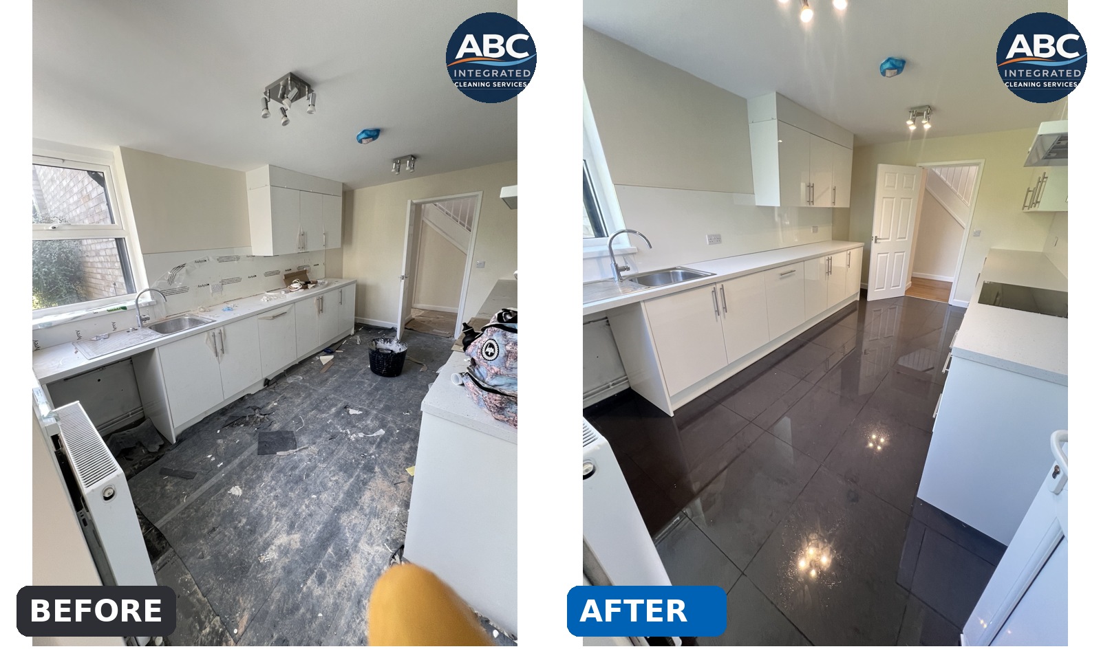 Before and after cleaning: Kitchen