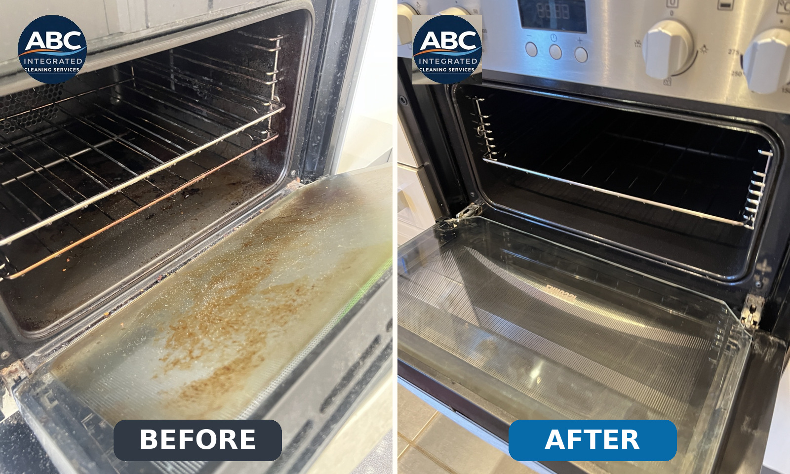 Oven cleaning before and after cleaning